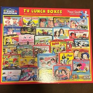 White Mountain 1000 piece puzzle. TV Lunch Boxes.